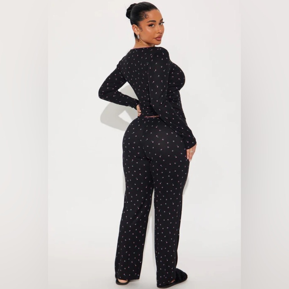 Cozy Dreams Ribbed PJ Pant Set - Black/Pink
